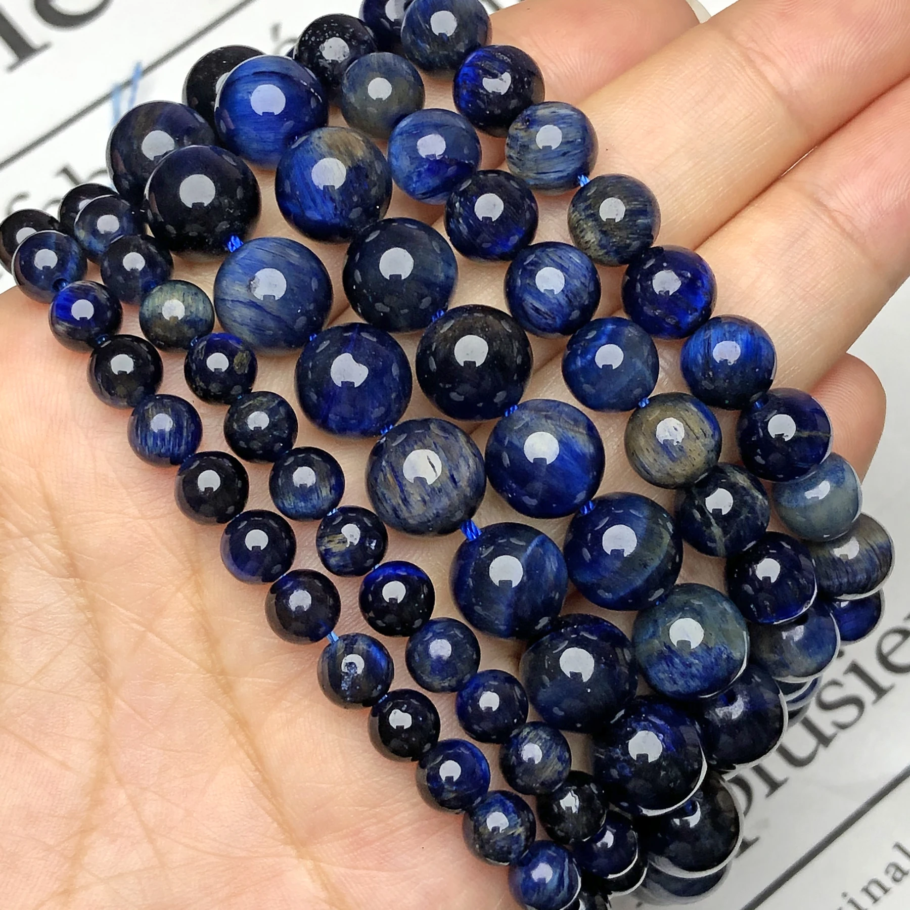 AAA+ Natural Stone Blue Kyanite Bicolor Tiger Eye Beads Round Loose Spacer Gem Beads For Jewelry Making DIY Necklace Bracelet