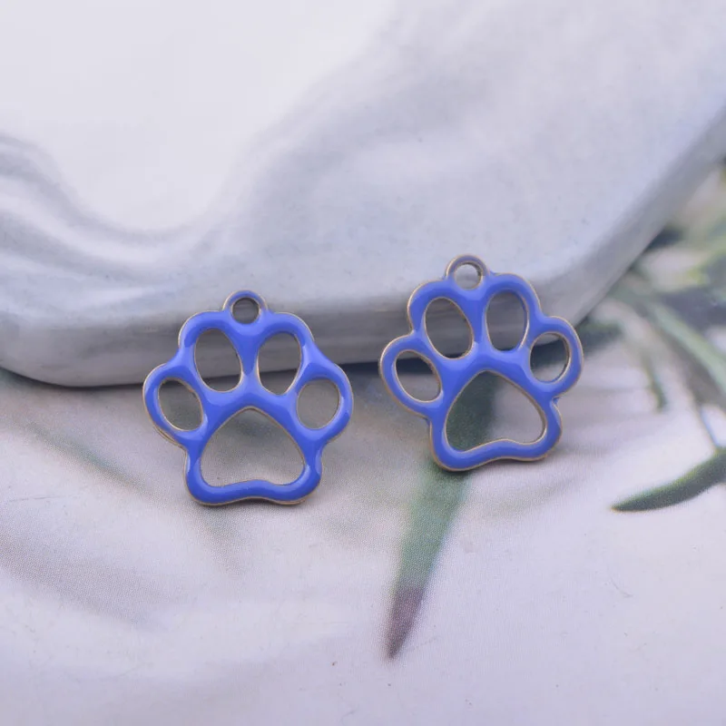 30pcs 10*9mm Copper Bear Paw Shape Charms Both Side Enamelled Pendant DIY Jewelry Earring Making