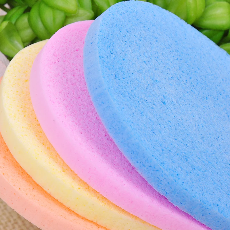 5pcs/lot Sponge Blowing Soft Face Cleaning Pad Natural Wood Pulp Sponge Cellulose Compress Cosmetics Blow Sponge Random Color