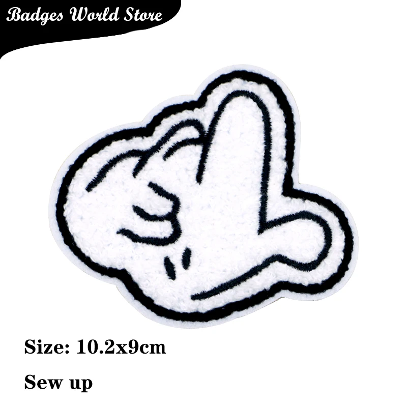 Rabbit Hat Bear Finger Polar-bear Chenille Icon Towel Embroidery Applique Patch For Clothing DIY Iron on Badges on the Backpack