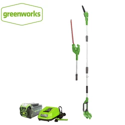 new arriaval GreenWorks 20302 G-MAX 40V 8-Inch Cordless Pole Saw and hedge trimmer Pruner garden comb battery and charger includ