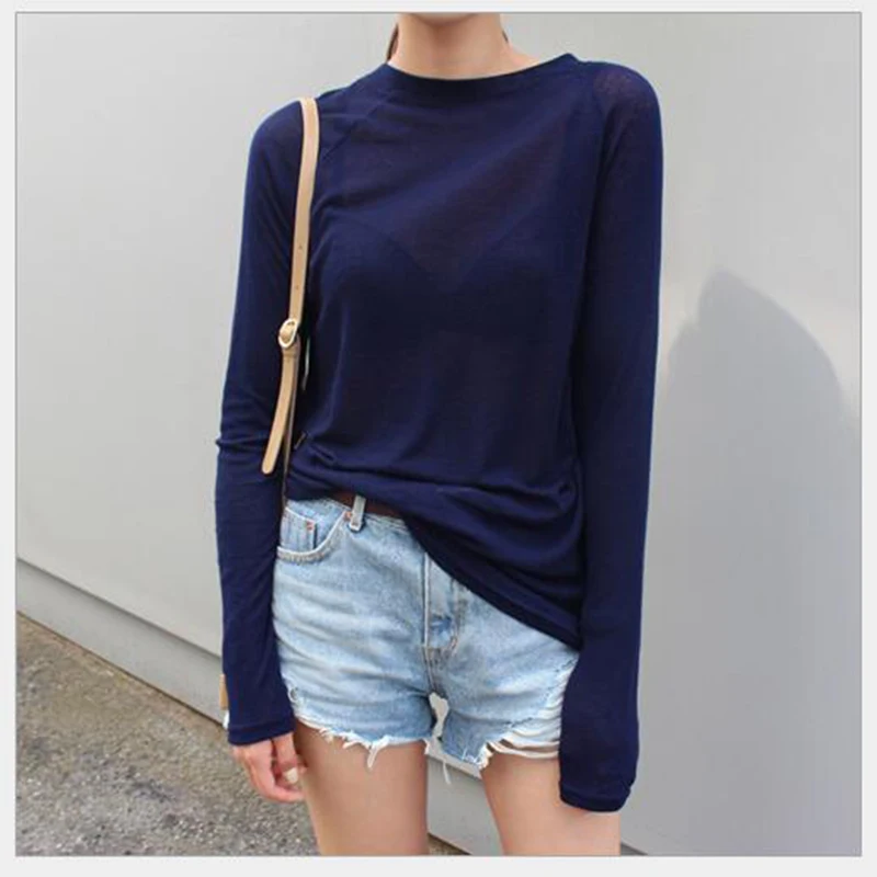 New Sexy Women Long Sleeve T-shirt O-neck Slim Fit Warm Spring Summer Basic T-shirts Korean Women Tops 5 Colors