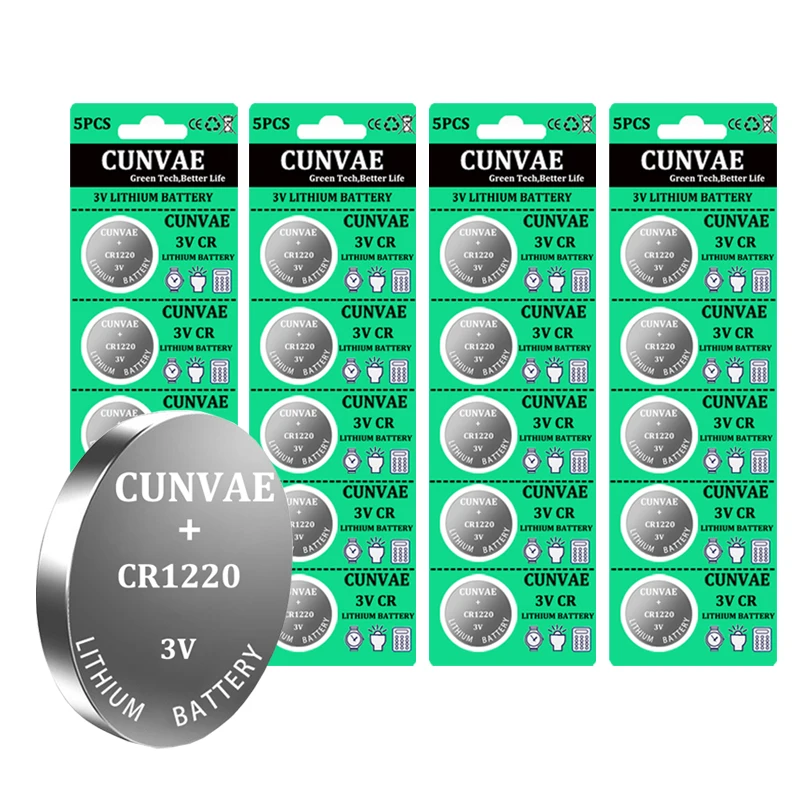 3V CR1220 Button Cell Batteries CR 1220 3V Lithium Coin Battery BR1220 DL1220 ECR1220 LM1220