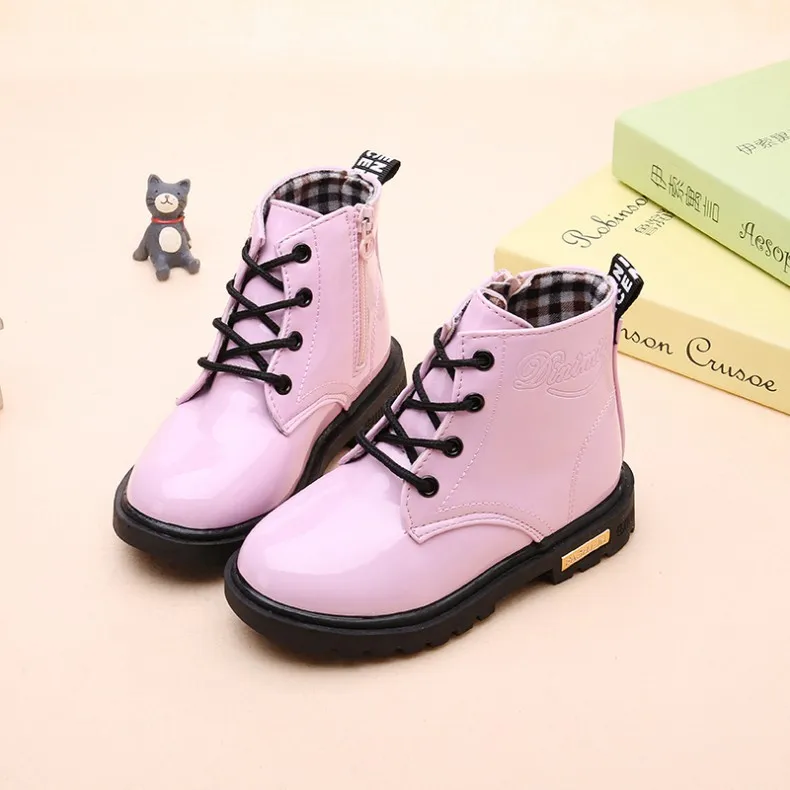 Girls Candy Color boots Kids Winter Boots Children Snow Boots Toddlers Boys Patent Leather Warm Cotton Rubber Boots Tide Shoes