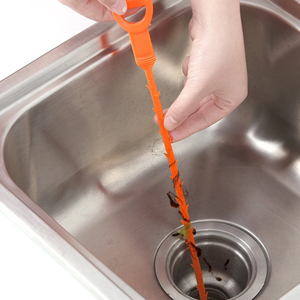 1pcs Kitchen Sink Cleaning Hook Cleaner Sticks Clog Remover Sewer Dredging Spring Pipe Hair Dredging Tool Bathroom Accessories