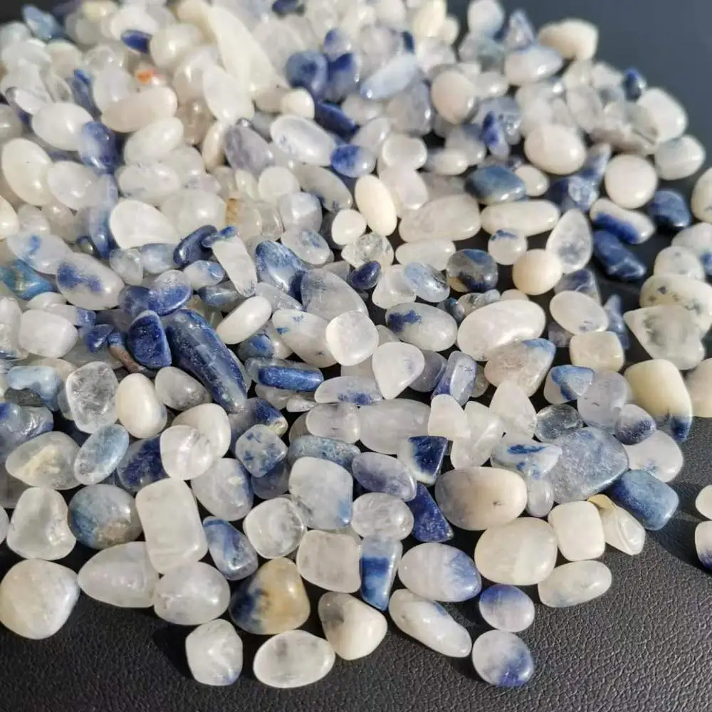 5-7mm Natural Blue Rutilated Gravel Chip Energy quartz crystal Stone for Fish Tank Bonsai Decora