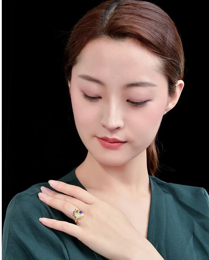 2021 new style 925 silver bird opening gold-plated craft female ring