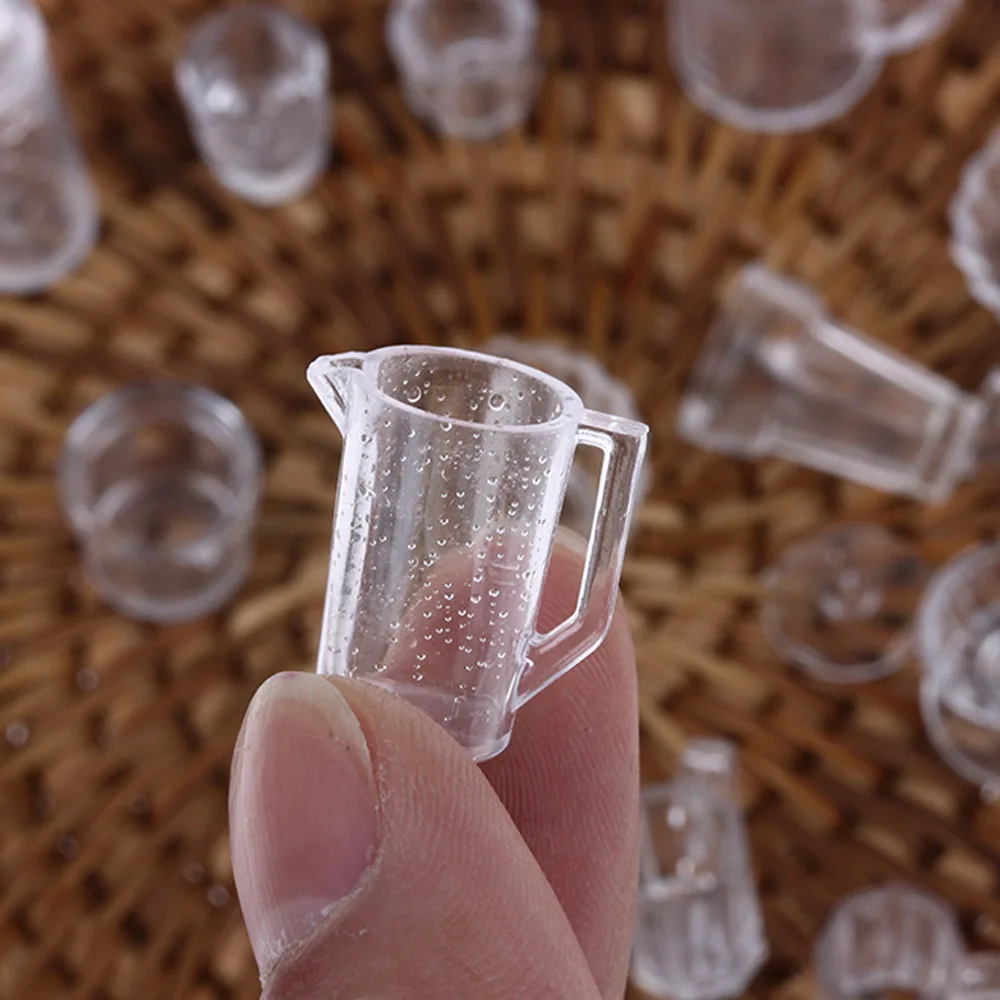 15PCS/Lot Miniature Cup Dish Bowl Simulation Tableware Set Acrylic Transparent Kids Kitchen Toy Dollhouse Decoration Accessories