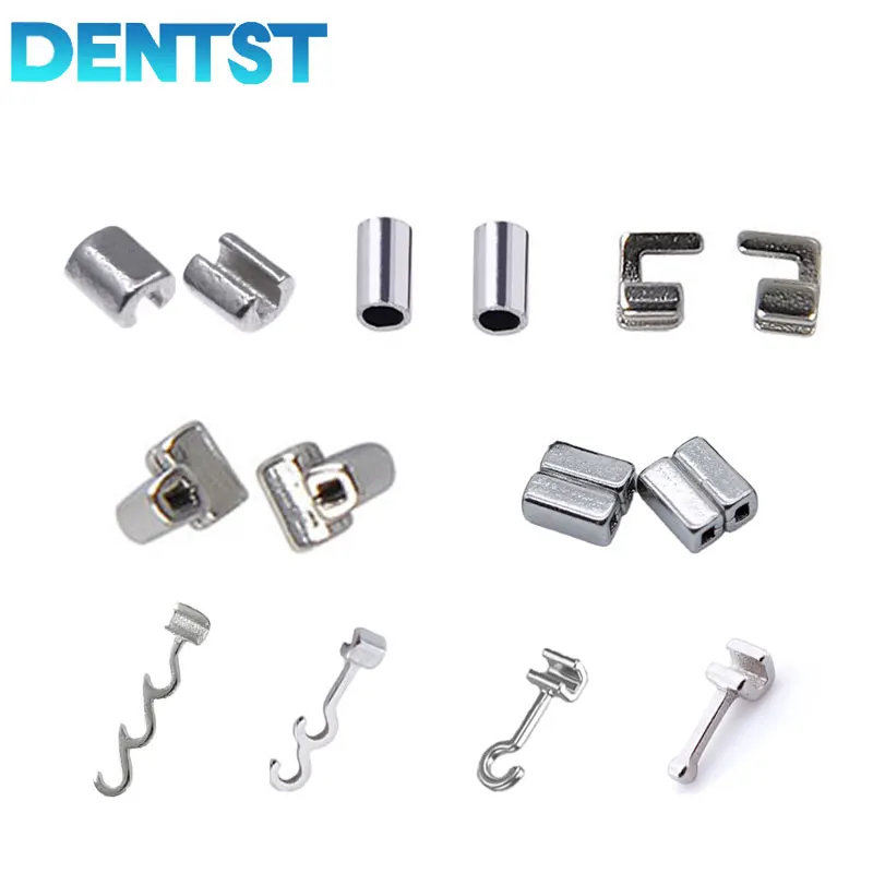 Dental ortodôntico crimpable ganchos tubo cruzado longo/curto/stop tipo fixo em archwires para tratamento ortodôntico 10pcs