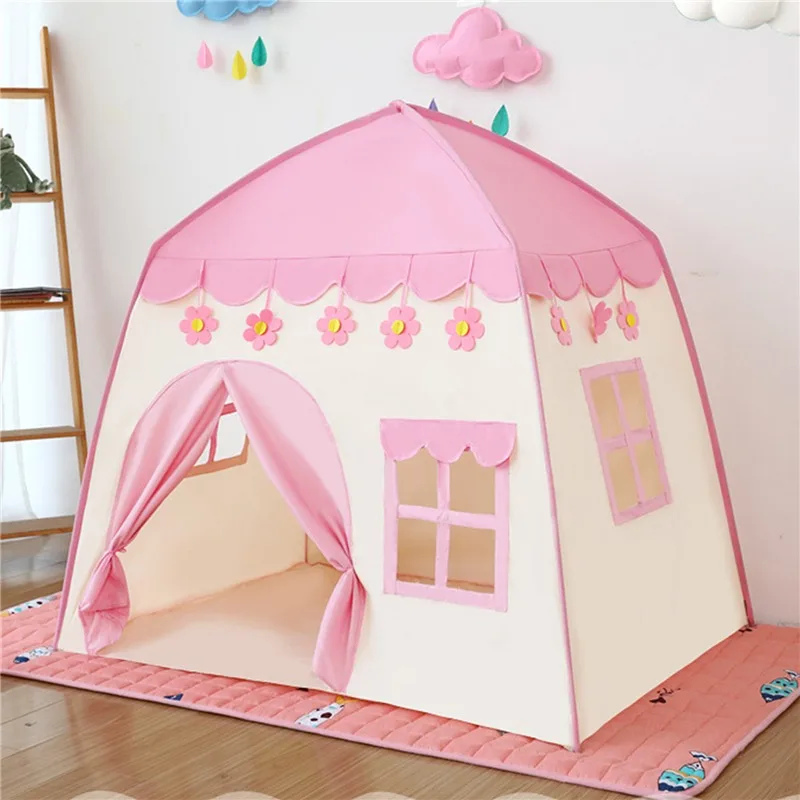 1.3M Portable Children's Tent Wigwam Folding Kids Tents Tipi Baby Play House Large Girls Pink Princess Castle Child Room Decor