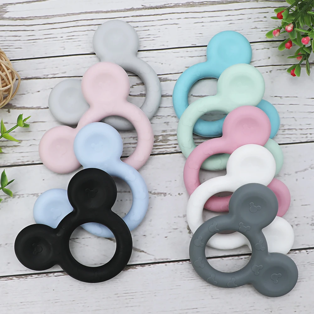 TYRY.HU 1pc Baby Teether Mickey Silicone Baby Holder Clip Mouse Cartoon Chew Pendant Nursing Pacifier Clip Necklace Newborn Toy