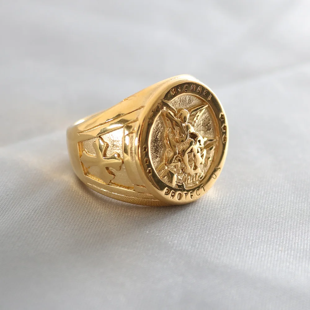 

10pcs stainless steel St. Michael ring Archangel Michael rings