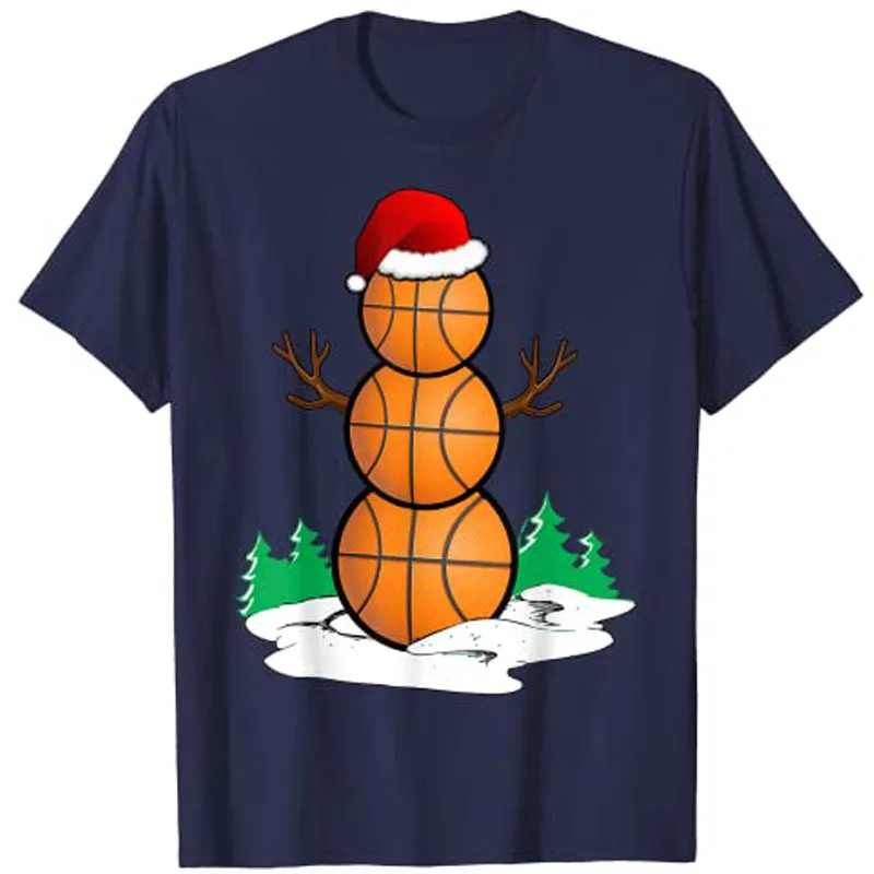 Basketball Snowman Balls Christmas Pajama Gifts Men Boys Kid T-Shirt