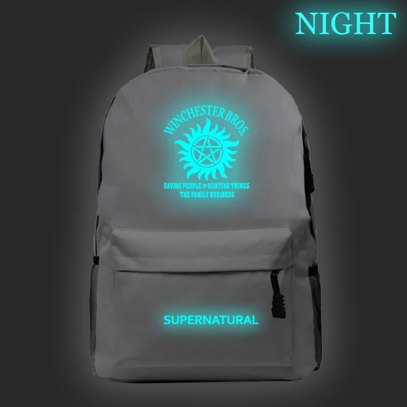 Hot Supernatural Luminous Backpack Winchester Bros Sam Dean Boys Girls School Rucksack Men Women Teens Travel Bag