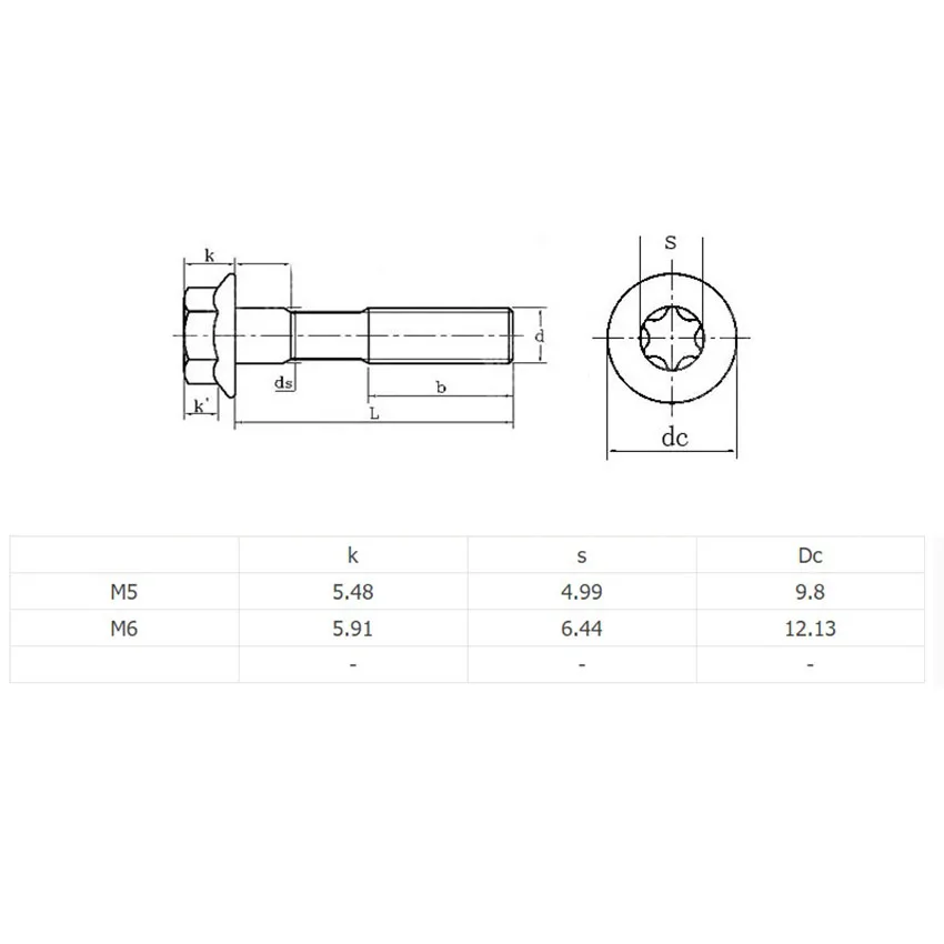 2/5/10/20pcs Torx-Head Bolt/Screw Grade 12.9 Black Profile Flange Head Torx M5 M6 Hexagon