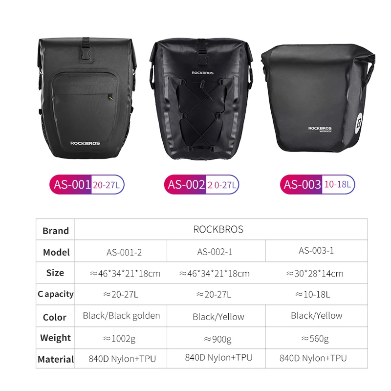 ROCKBROS Waterproof Bike Tail Bag Cycling Bag Basket Bicycle Rear Rack Tail Seat Trunk Pannier 27L MTB Rod Bike Accessories