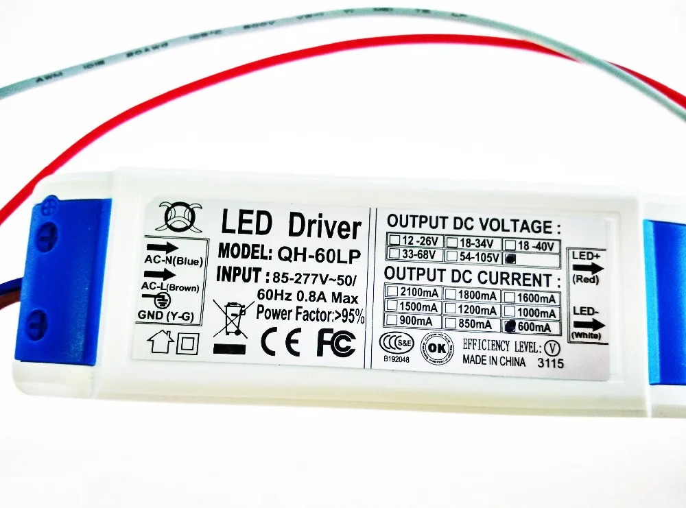 

Free shipping 18-30*3W Led Driver 600mA Lamp Driver Power Supply Lighting Transformer AC85-265V Output 54-105V 600mA