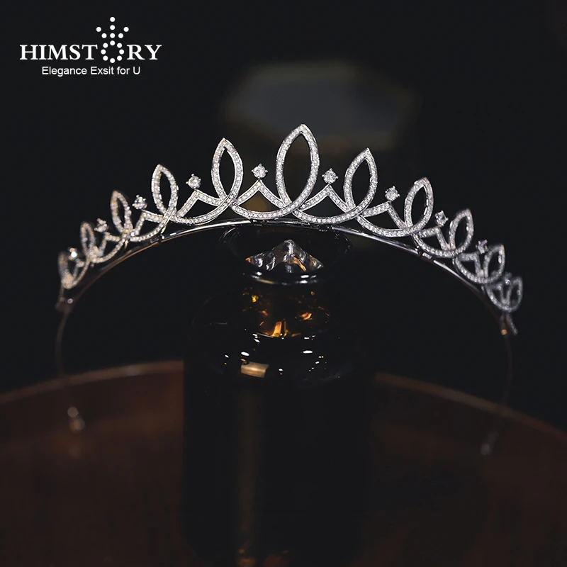 HIMSTORY Wedding Bridal Tiara Crown Clear Zircon Crystal Women Brides Headband  Diadem Pageant Party Jewelry Gift