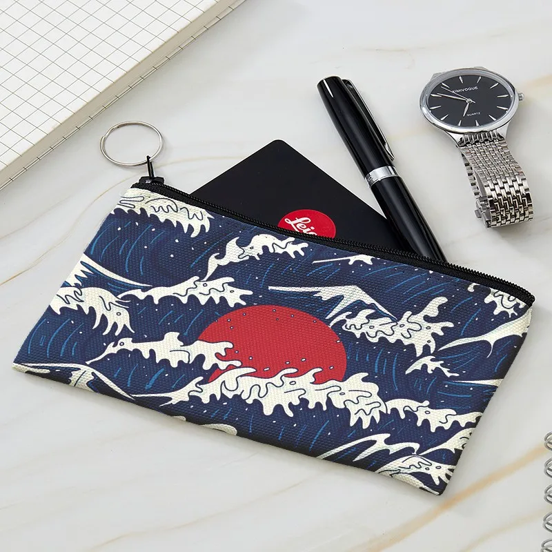 New Women And Men Red-crowned Crane Pattern Coin Purse Lady Girls Wallet Lipstick Canvas Bag With A Zipper Fashion Christmas