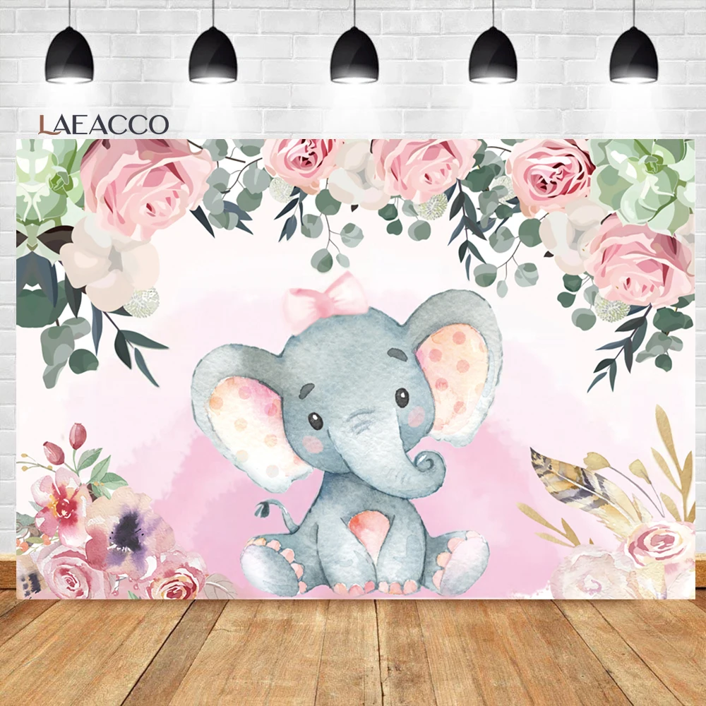 Laeacco Ít Tai Voi Hoa Tùy Chỉnh Chụp Ảnh Phông Nền Sơ Sinh Nền Sinh Nhật Cho Bé Photophone Cho Studio Ảnh