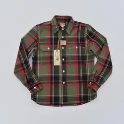 BOB DONG Vintage Inspired Plaid Work Shirts Men's Point Collar Heavyweight Shirts