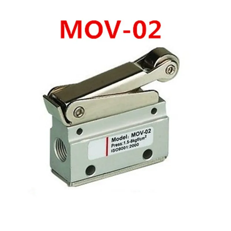 MOV-02 3/2 Way 1/8 PT Roller Lever Actuator Mechanical Valve Limit Switch Manual Button Air Valve With 2 Pcs Fitting 4mm/6mm/8mm