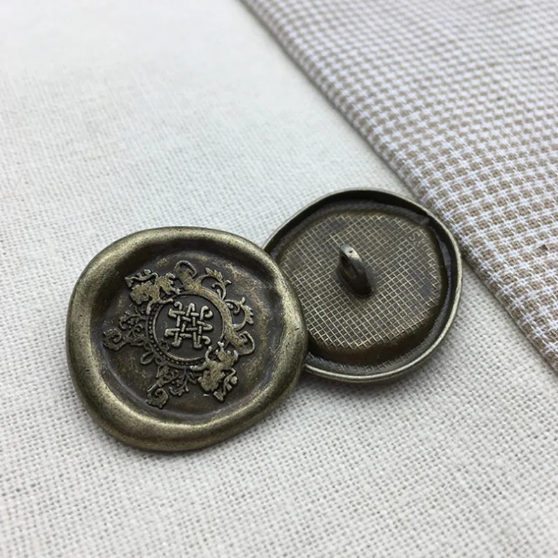 2Pcs／Lot Antique Bronze Vintage Metal Buttons 28mm Fur Parka Coat Decoration aAccessories Clothes Diy HS201010-11