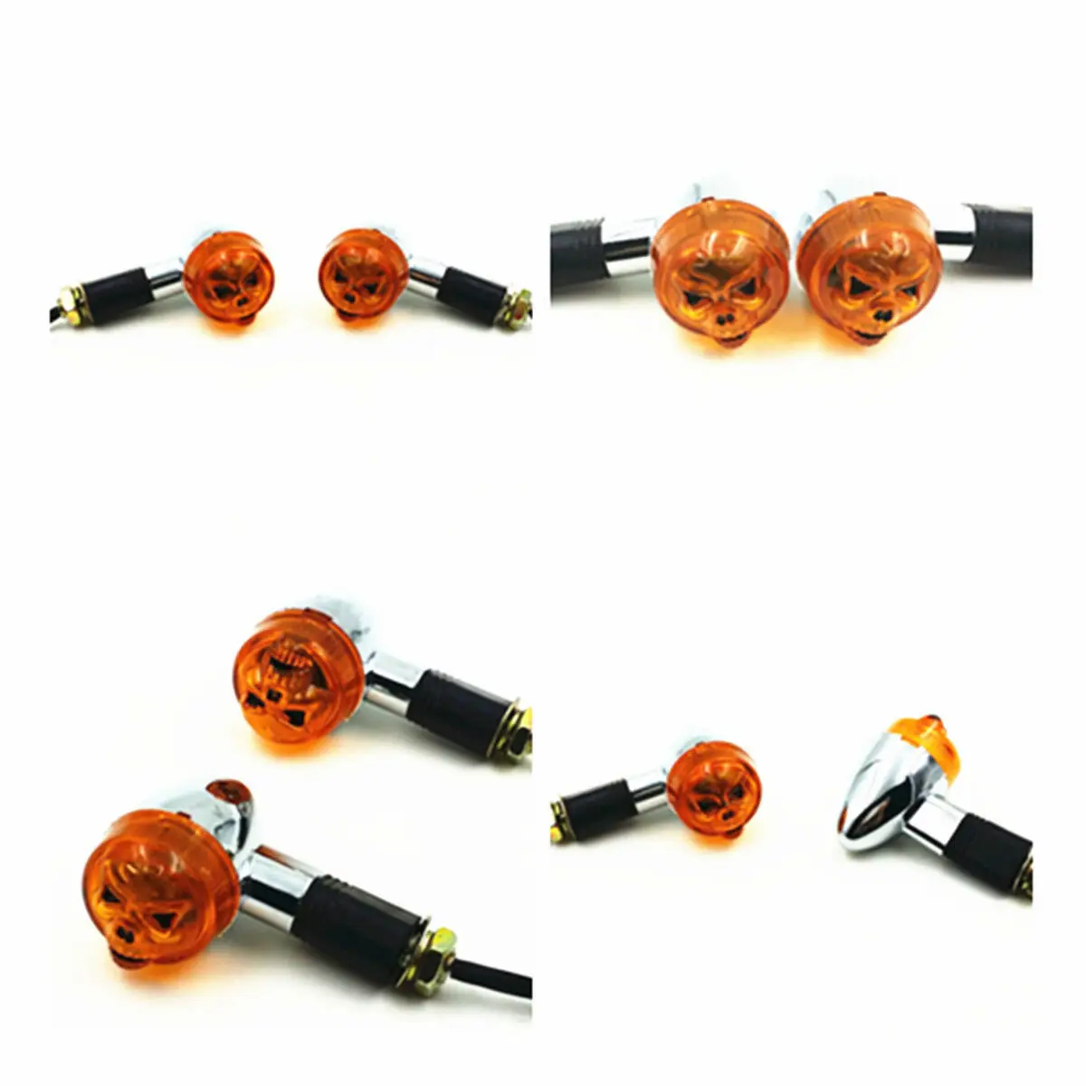 Amber Skull Bullet Turn Signal Light for Harley Honda Kawasaki Suzuki Yamaha