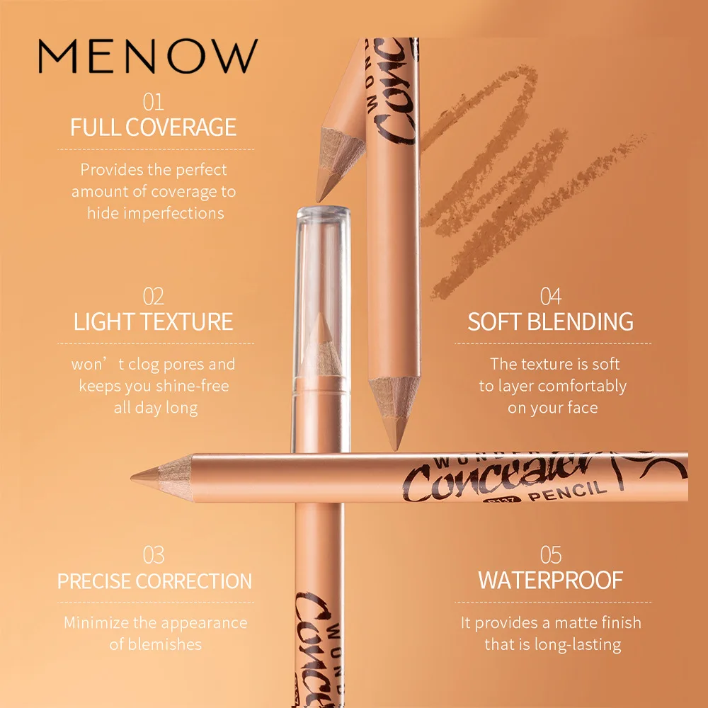 Menow-Lápiz corrector de varilla de madera P137 para mujer, cubierta de lápiz de 12 cicatrices de Color, productos de maquillaje de alto brillo, regalo cosmético, gran oferta