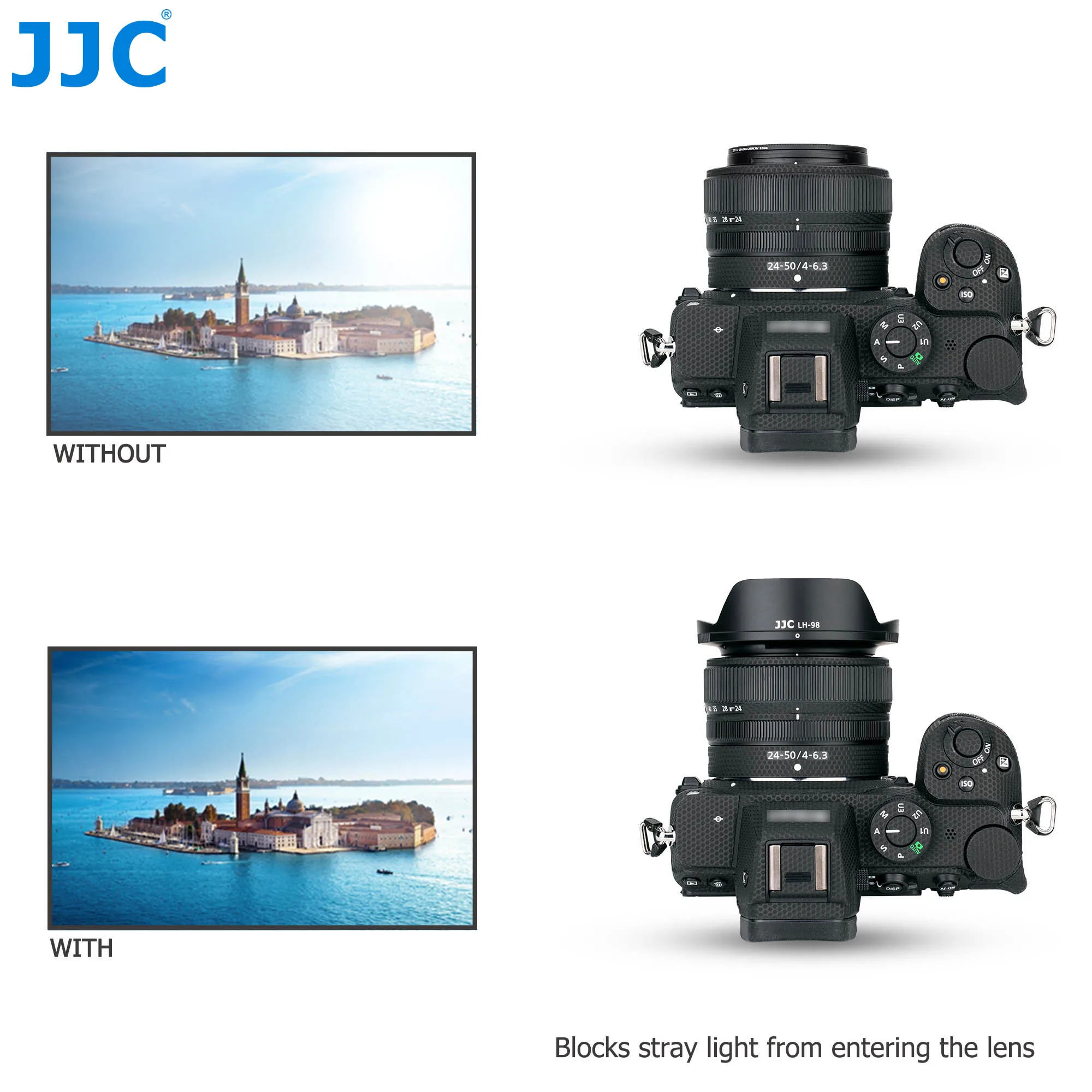 JJC-parasol de lente dedicado Reversible, HB-98 para Nikon NIKKOR Z 24-50mm f/4-6,3, Z5 Z6 Z7 Z6II Z7II