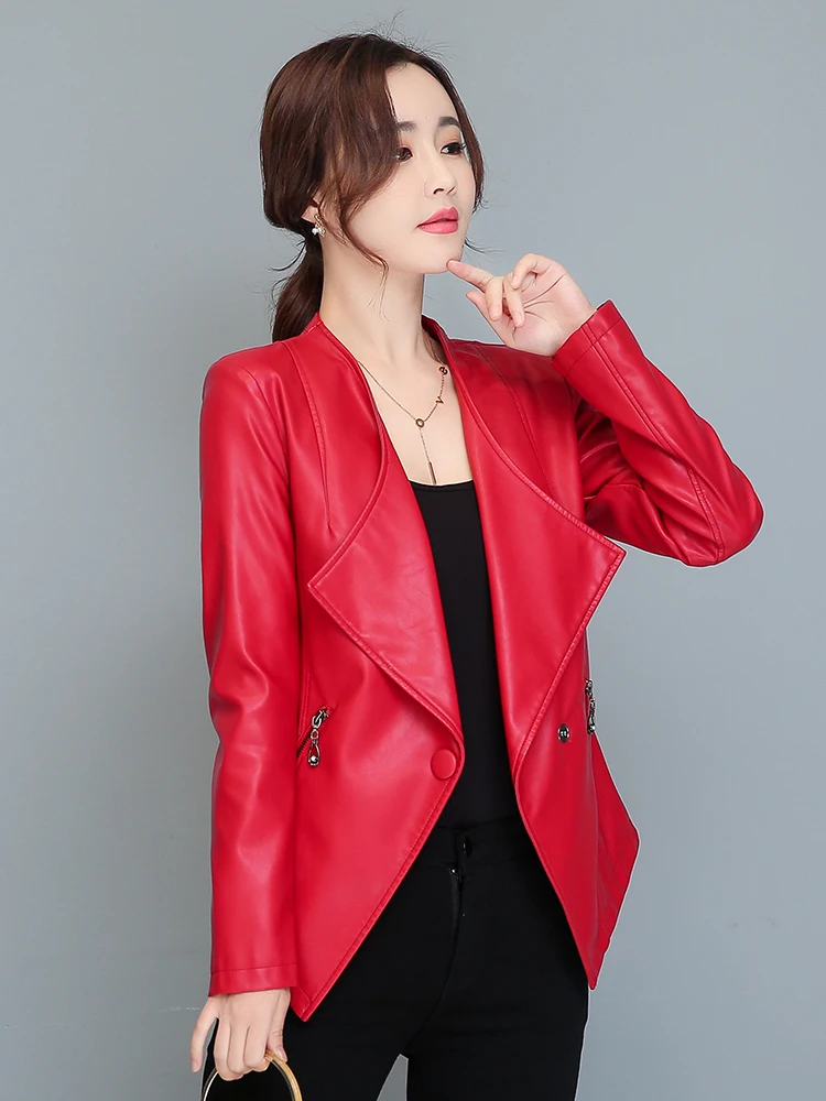 Manteau Streetwear en peau de mouton pour femme, veste en cuir, Version coréenne, Locomotive, grande taille, haut Slim pour dames, nouvelle collection printemps automne 2023