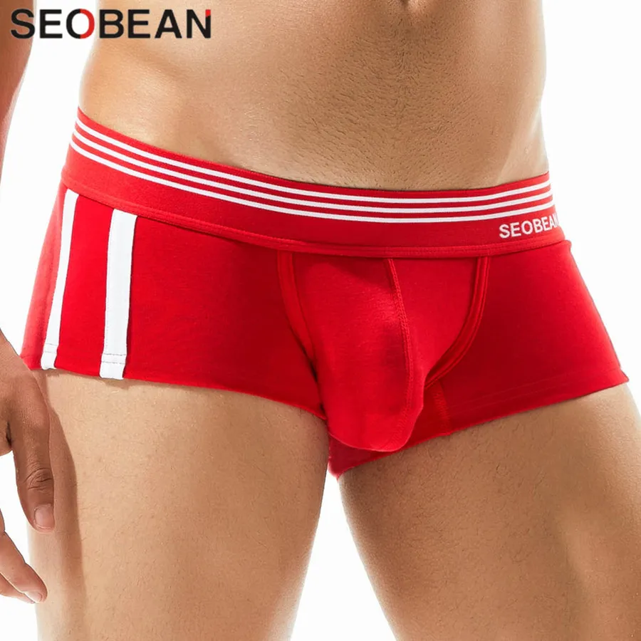 SEOBEAN Mens Boxers Briefs Cotton Underwear Boxer Shorts U Convex Pouch Sexy Underpants Low waist Panties for Man Boxers