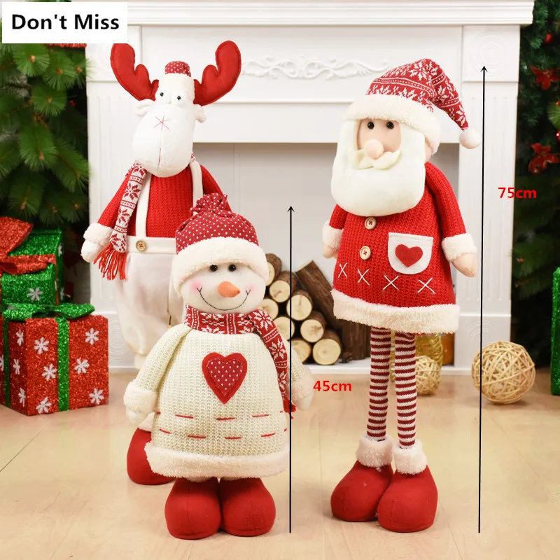 Christmas Tree Decoration Big Size Santa Claus Snowman Dolls Christmas Toys Gift Standing Figurines Christmas Ornament