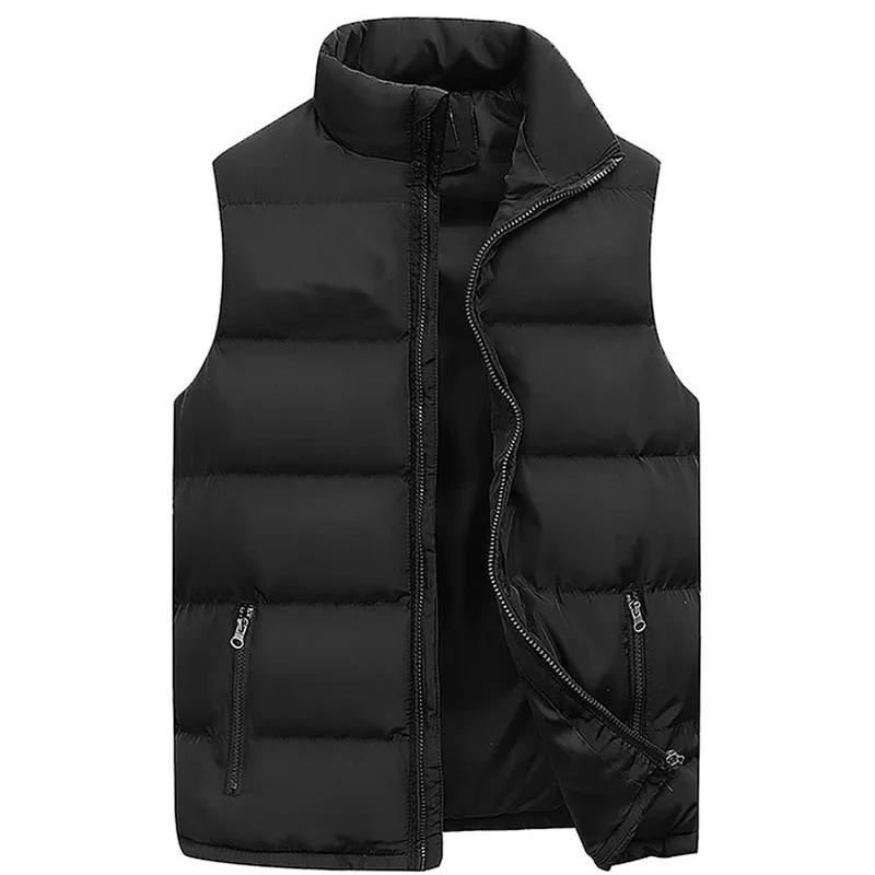 New Men's Fashion Down Vest Jackets Casual Printed Vest Sleeveless Outdoor Warm Waistcoat Down Jacket for Men