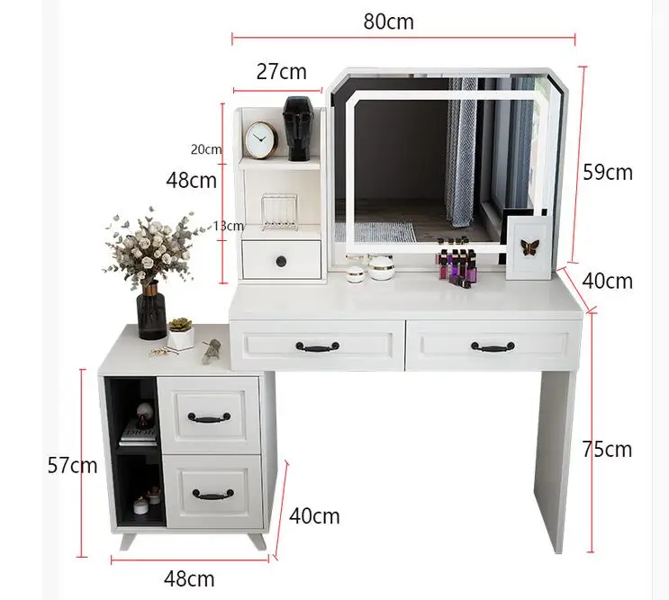 Nordic Kaptafel Slaapkamer Zuinig Multifunctionele Led Licht Spiegel