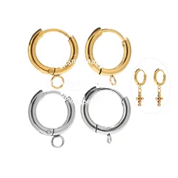 Ganci per orecchini Huggie in oro da 10 pezzi in acciaio inossidabile con perno rotondo ad anello con anello di salto aperto per componenti di gioielli fai da te