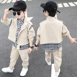 Loose Spring Autumn Children's Clothes Set Boys Vest +Blouse + Pants 3pcs/Set Kids Costume Teenage Girl Clothing High Quality