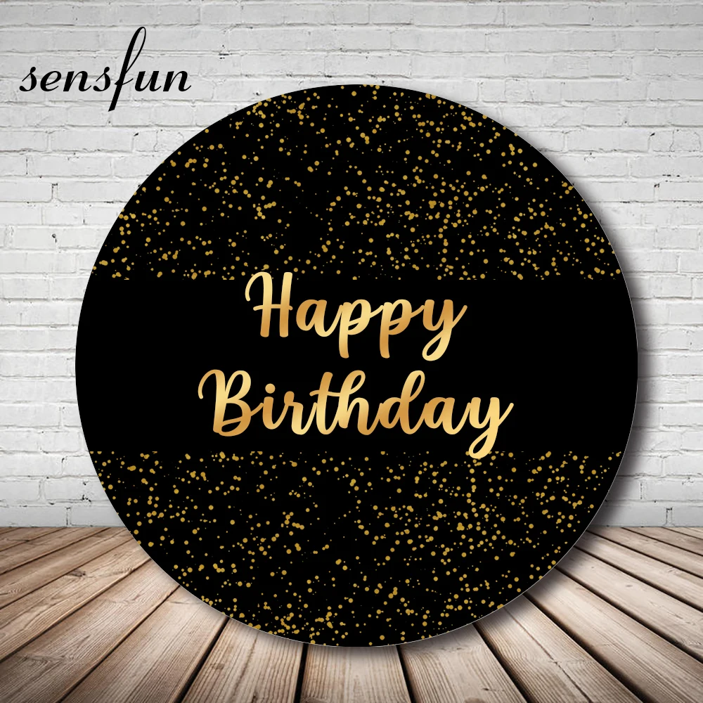 

Sensfun Black Gold Round Circle Photography Backgrounds Glitter Sequin Birthday Party Backdrops For Photo Studio Decoration