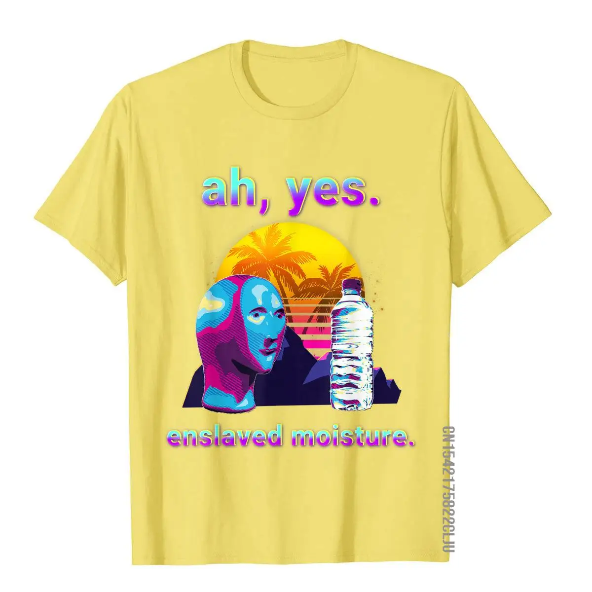 Ah Yes Enslaved Moisture Dank Meme Retro 80s Vaporwave T-Shirt Simple Style Men T Shirts Designer Cotton Tops Tees Comics