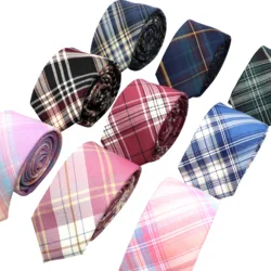 Męskie paski w kratkę 6cm krawat 100% bawełniane krawaty prezent dla człowieka Plaid Series Wedding Party akcesoria do prezentów damskie Anime Tie