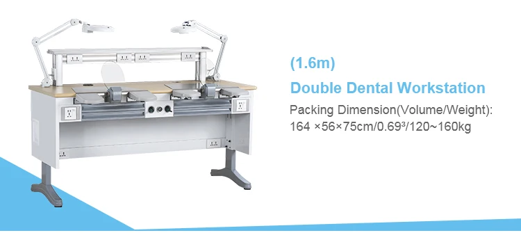 Dental technician desk double seats workbench dentist 1.6m workstation dentistry technician table hospital console