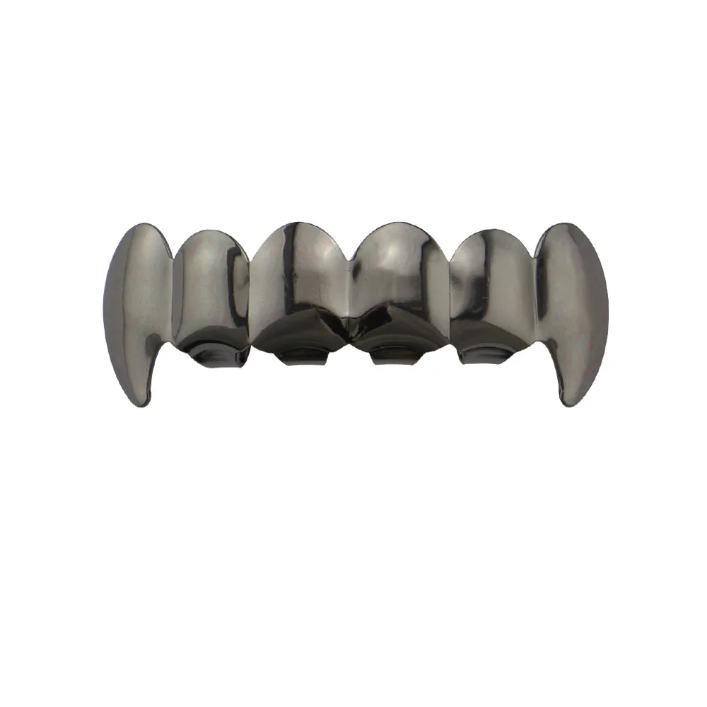 Black Gold Color Plated Hip hop Teeth Grill Top & Bottom Grill Hip Hop Bling Rose Gold Silver Color Vampire Teeth for Halloween