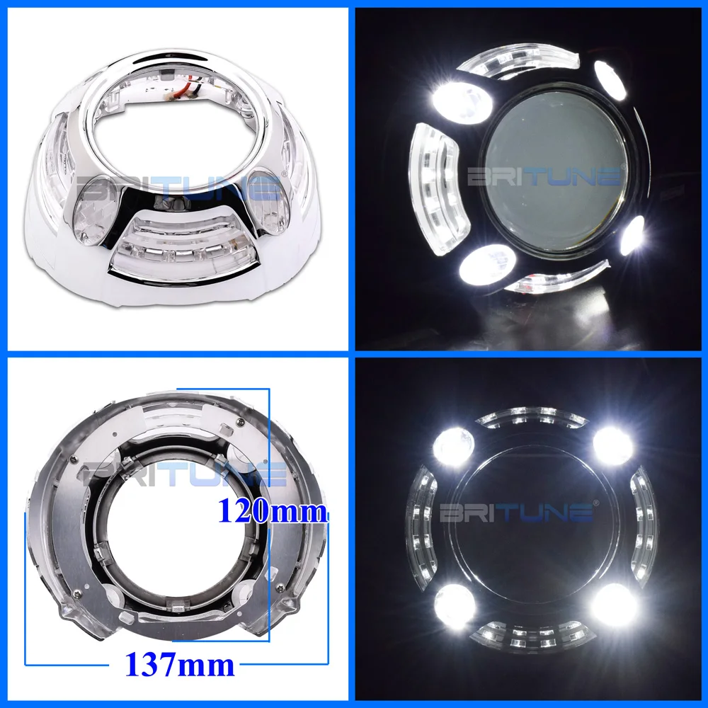 Britune 3.0 Angel Eyes Projector Shrouds For Q5 D2S Lens/Hella 3R G5 Headlight Lenses LED Bezel Car Lights Accessories DIY