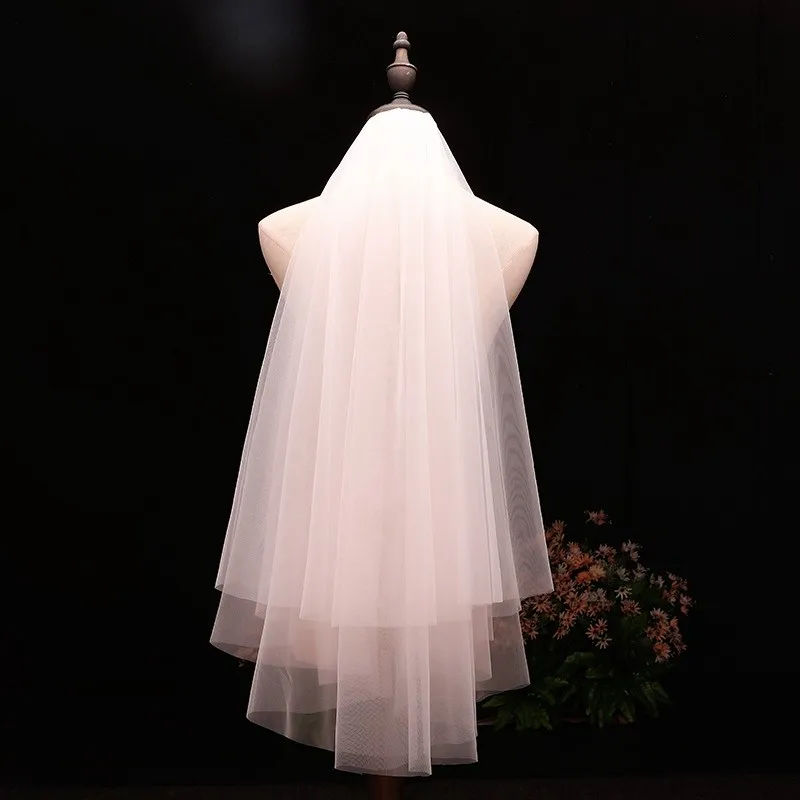 

In stock voile Short Veil Cheap wedding accessories Welon veu de noiva Bridal Veil 2024 sluier bridal accessories brautschleier