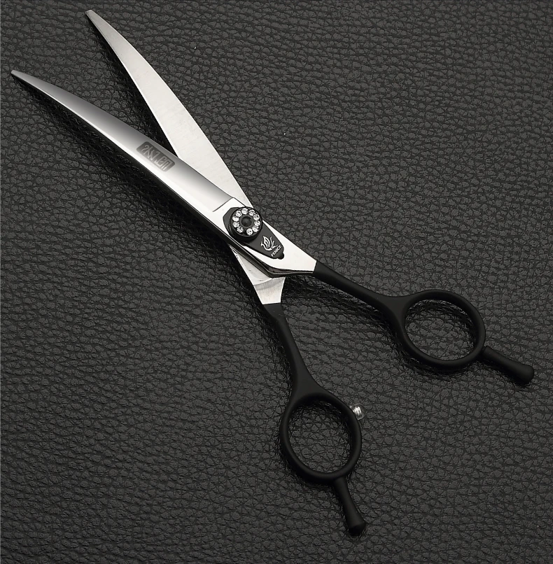 Fenice 7,0 7,5 8,0 Zoll professionelle schwarze Fellschere gebogene Schere für Teddy/Pommerinnen Hunde Haustierpflegewerkzeuge JP 440C – Detail 10