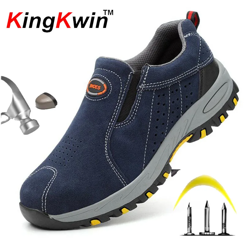 Steel Toe Safety Work Shoes Men Fashion Autumn Breathable Slip On Casual Boots Mens Labor Insurance Puncture Proof Shoe