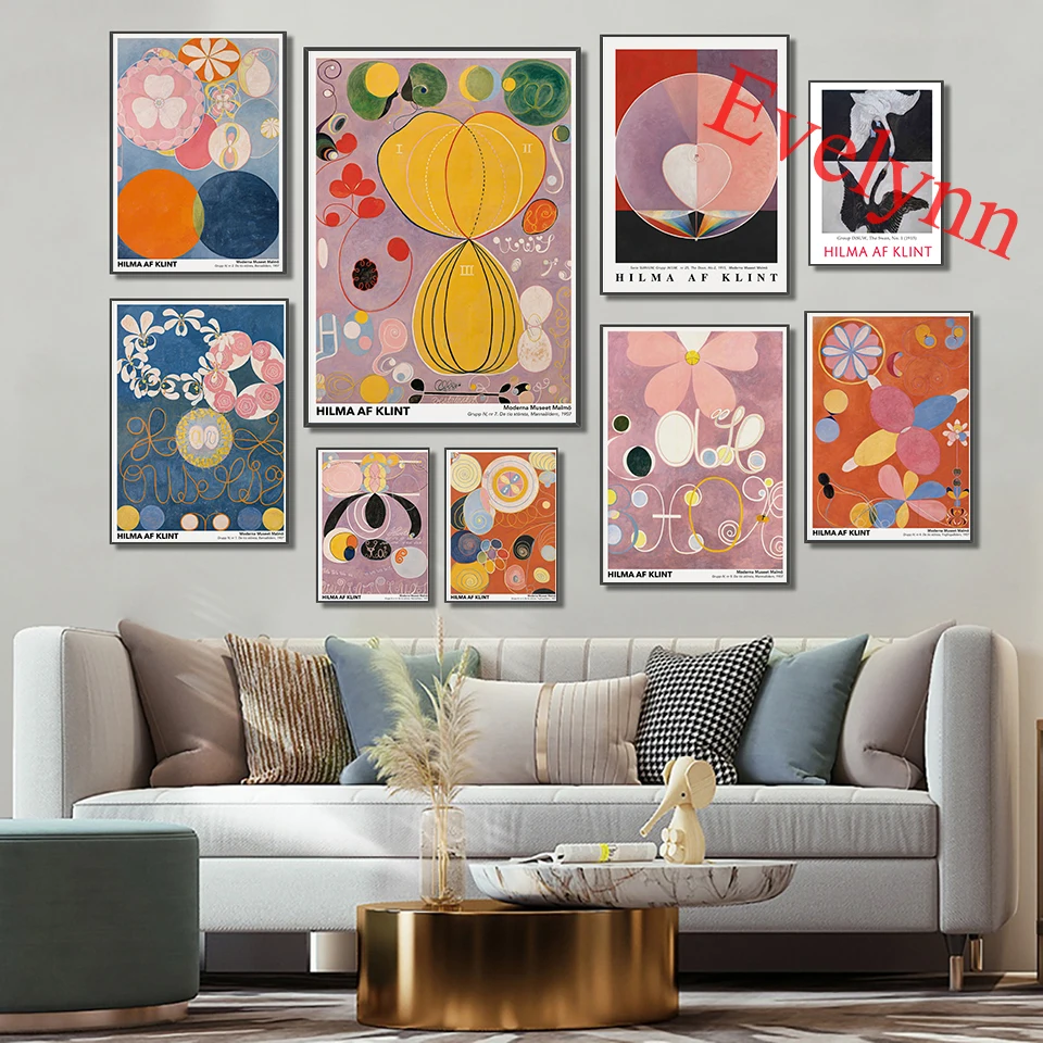 

Hilma Af Klint Poster, The Ten Largest Adulthood Print,Abstract Wall Art,Minimalist Mid Century Modern Home Decor Canvas Gift