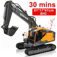 RC Excavator Construction Truck 17 Channel 1/16 Scale Digger 2.4Ghz Remote Control Excavator Toy with Light and Sound for Kids