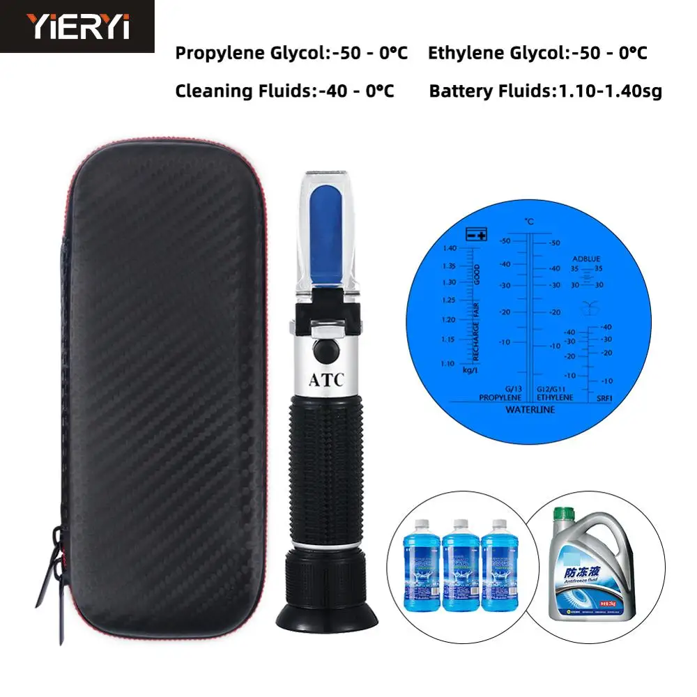 yieryi urea concentration Refractometer Engine Fluid Glycol Antifreeze Freezing Point Car Battery Refractometer 4 IN 1 Function