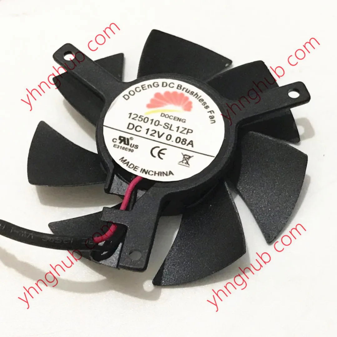 

DOCENG 125010-SL1ZP DC 12V 0.08A 47 mm Dia. 39mm c.t.c 2-Wire Server Frameless Fan